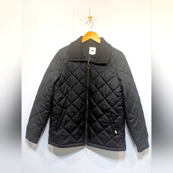 Vans Quilted Puffer in Black size Large Diamond Pattern Pockets Warm - Picture 1 of 9